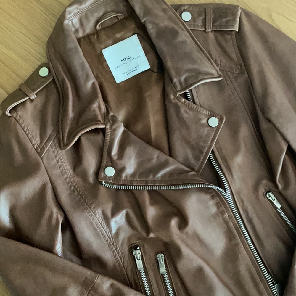 Like New Mango Brown (100%) Leather Jacket